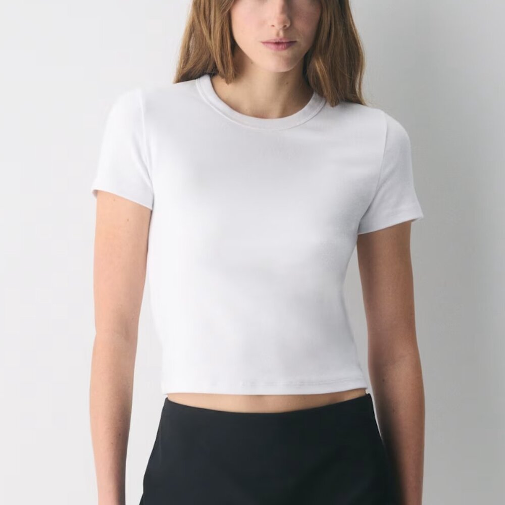 NWT Aritzia Sunday Best BestHug Little Ribbed T-Shirt White 2XS